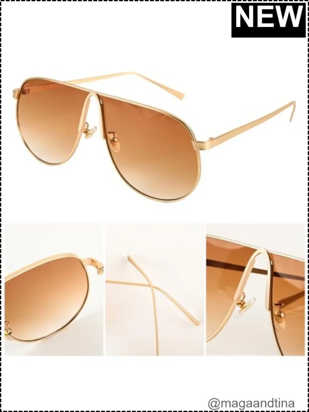 Oversized 70s Gold Metal Frame Aviator Sunglasses Unisex UV Protection